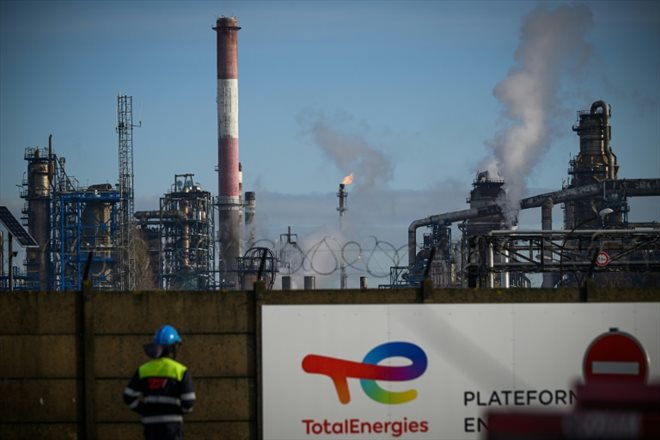 La raffinerie TotalEnergies de Donges, le 20 janvier 2023 en Loire-Atlantique