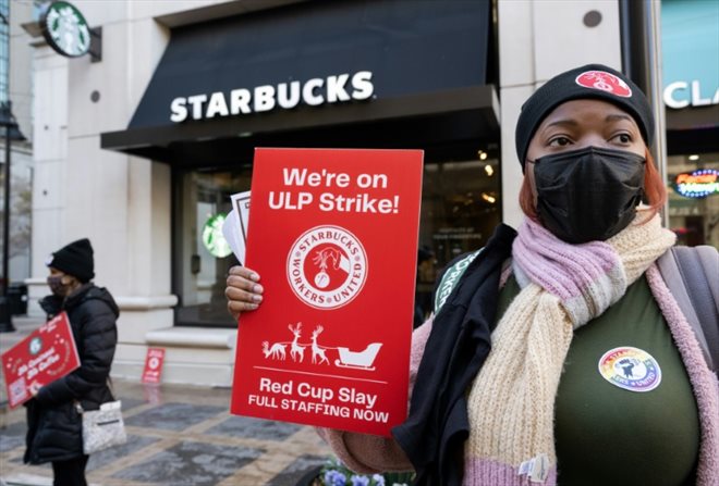 Mobilisation devant un Starbucks d'Arlington (Virginie), le 16 novembre 2023