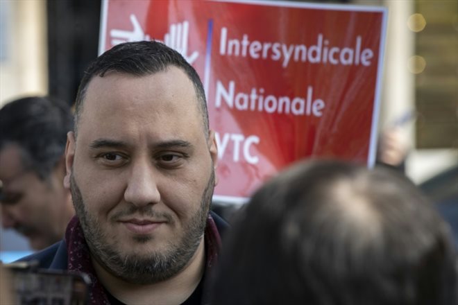 Brahim Ben Ali, représentant de l'intersyndicale VTC (INV), le 28 mars 2022 à Paris