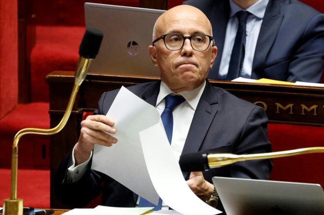 Le patron des LR Eric Ciotti lors des débats sur le projet de loi immigration à l'Assemblée nationale, le 7 décembre 2023 à Paris