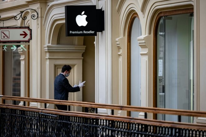 Un magasin Apple à Moscou, en avril 2021