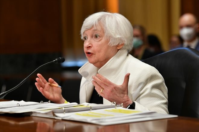 Janet Yellen devant la commission des finances du Sénat à Washington, le 7 juin 2022