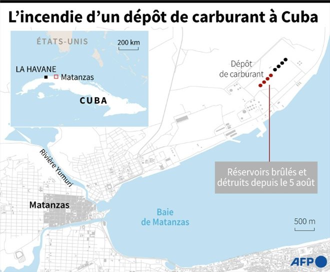 L'incendie d'un dépôt de carburant à Cuba