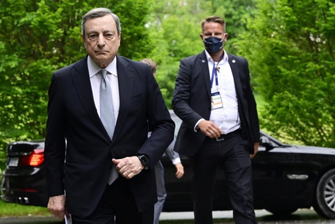 Le président du Conseil italien Mario Draghi, au château d'Elmau en Allemagne pour un sommet du G7, le 28 juin 2022