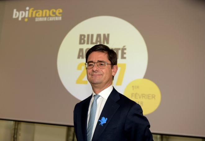 Le directeur de Bpifrance Nicolas Dufourcq lors d'une conférence de presse, le 1er février 2018