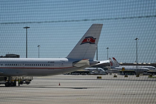 Un avion d'Air Koryo à l'aéroport de Pékin le 22 août 2023, le premier vol commercial international de la Corée du Nord depuis trois ans à atterrir à Pékin