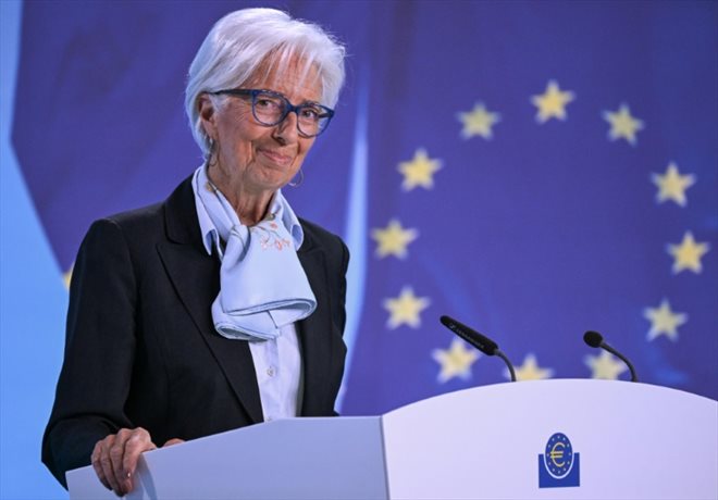 La présidente de la Banque centrale européenne (BCE) Christine Lagarde, lors d'une conférence de presse à Francfort, le 11 avril 2024