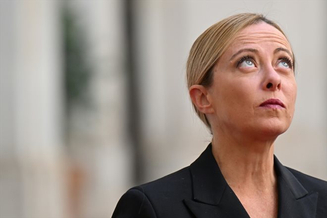 Giorgia Meloni au palais Chigi, siège du gouvernement, à Rome, le 23 octobre 2023