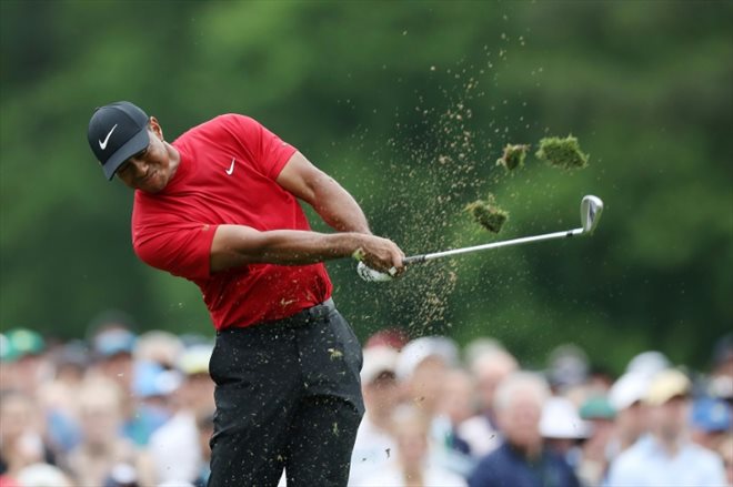 Tiger Woods, durant sa dernière victoire en tournoi majeur, à Augusta (Géorgie), en 2019