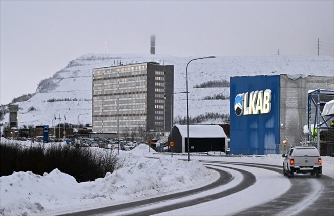 Intallations minières du groupe public suédois LKAB, à Kiruna, dans le Grand Nord de la Suède, photographiées le 12 janvier 2023