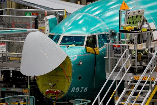 Un Boeing 737 MAX dans l'usine d'assemblage de Renton (Etat de Washington), le 25 juin 2024
