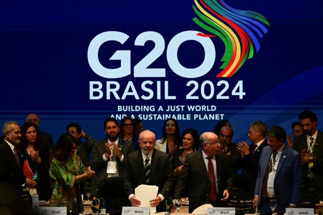 Les ministres des Finances du G20 se sont retrouvés pour évoquer l'idée d'une taxation sur les super-riches à Rio de Janeiro, au Brésil, le 24 juillet 2024