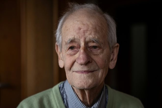 Charles Piaget, ancien leader syndical CFDT de l'horloger Lip,le 14 janvier 2023 à Besançon