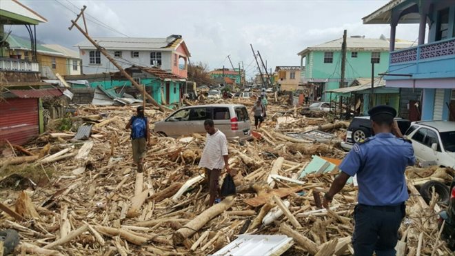 Dégâts causés par l'ouragan Maria à Roseau, en Dominique, le 20 septembre 2017