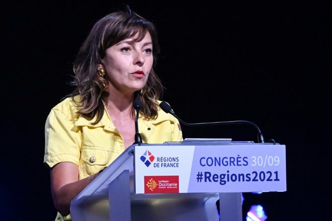 La présidente des régions de France Carole Delga lors du congrès des régions de France, à Montpellier le 30 septembre 2021