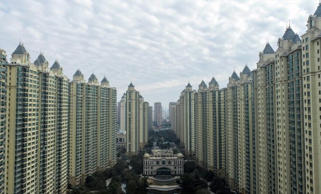 Un complexe immobilier construit par le groupe Evergrande, à Huaian dans la province du Juangsu, le 3 décembre 2022