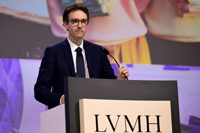 Antoine Arnault, président de la marque de luxe italienne Loro Piana et du chausseur Berluti, lors de l'assemblée générale du groupe à Paris, le 18 avril 2024