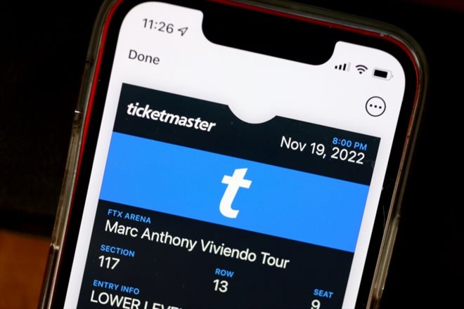 Un billet électronique de la plateforme Ticketmaster