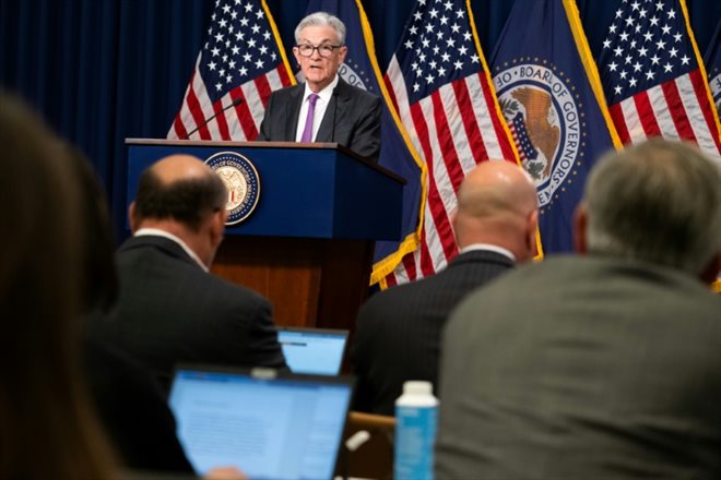 Le président de la Fed, Jerome Powell, lors d'une conférence de presse à Washington, le 26 juillet 2023