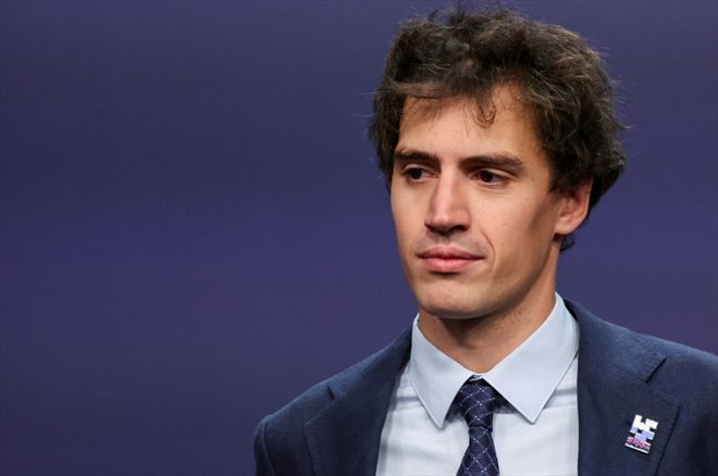 Arthur Mensch, co-fondateur et président de Mistral AI, le 2 novembre 2023 à Bletchley, dans le centre de l'Angleterre