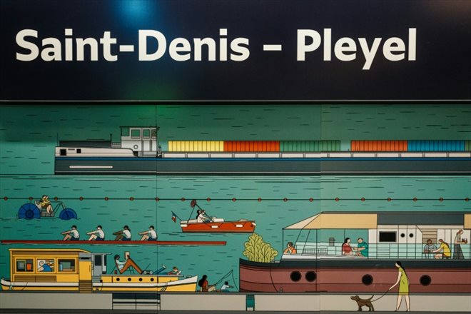 La nouvelle station de métro Saint-Denis Pleyel construite dans le cadre du projet du Grand Paris Express, à Saint-Denis,
le 15 mai 2024