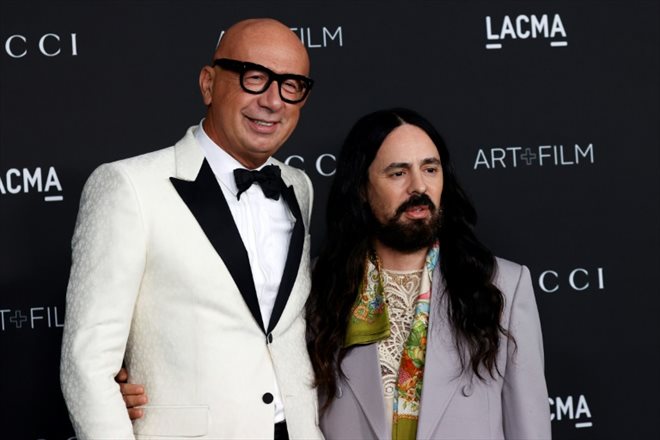 Le PDG sur le départ de Gucci Marco Bizzarri, et l'ancien directeur artistique de la marque Alessandro Michele, à Los Angeles, le 6 novembre 2021