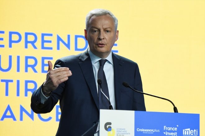 Bruno Le Maire, lors d'une conférence organisée par CroissancePlus, France Invest et le Meti sur le thème Entreprendre, produire et investir en France, le 15 février 2022 à Paris