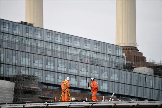 Le chantier de réhabilitation de la centrale électrique de Battersea, le 24 février 2021 à Londres