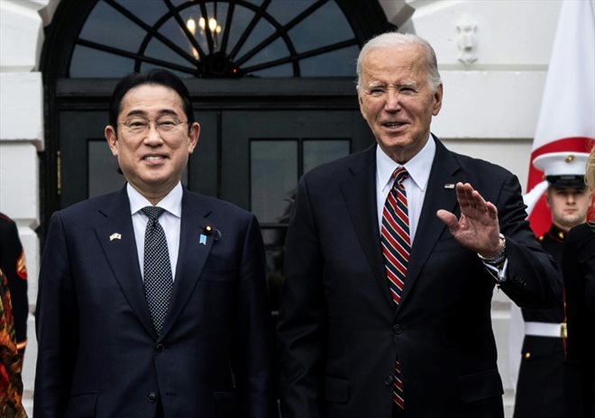 Le président américain Joe Biden accueille le Premier ministre japonais Fumio Kishida à la Maison Blanche à Washington le 9 avril 2024