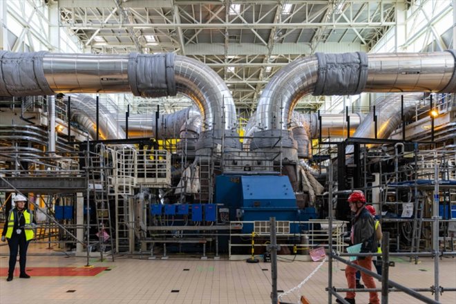 Les turbines du réacteur de troisième génération EPR, le 14 juin 2022 à Flamanville, dans la Manche