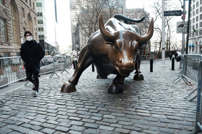 La statue du taureau de Wall Street, à New York