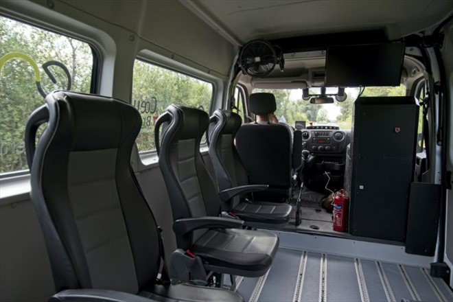 Une navette autonome sans conducteur à Mézières-en-Brenne, en Indre, le 29 juillet 2022