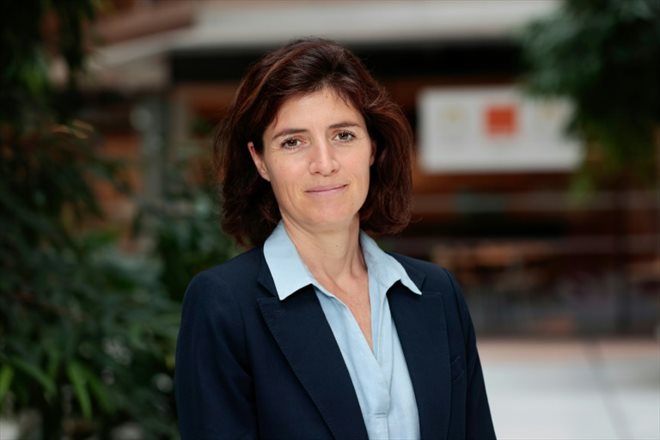 Christel Heydemann, directrice générale d'Orange, au siège du groupe à Issy-les-Moulineaux, le 26 juillet 2022