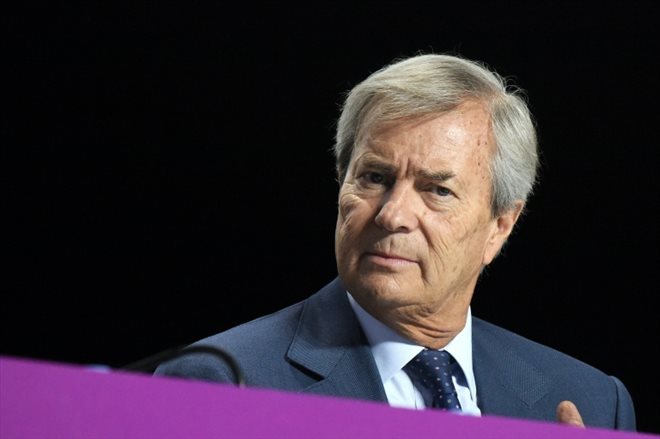 Vincent Bolloré le 19 avril 2018 lors d'une réunion du groupe Vivendi à Paris