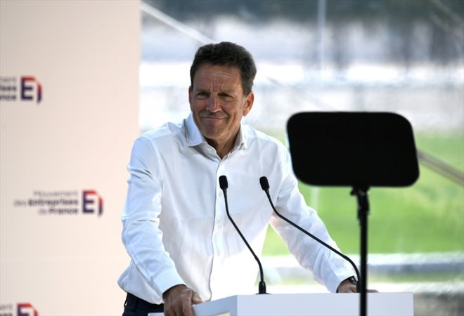Le président du Medef, Geoffroy Roux de Bézieux, lors de l'université d'été du syndicat patronal, le 29 août 2022 à Paris