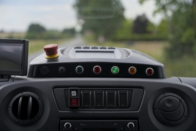 Une navette autonome sans conducteur à Mézières-en-Brenne, en Indre, le 29 juillet 2022