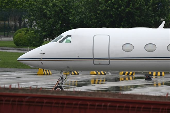 Le jet privé d'Elon Musk à l'aéroport de Pékin, le 29 avril 2024