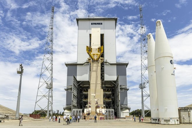 Le nouveau site de lancement de la fusée Ariane 6, à Kourou, au Centre spatial européen en Guyane française, le 28 septembre 2021