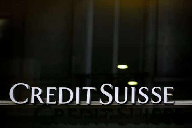 Le logo du Crédit Suisse en avril 2021 à Lausanne, en Suisse