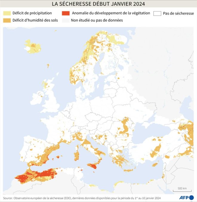 La sécheresse début janvier 2024