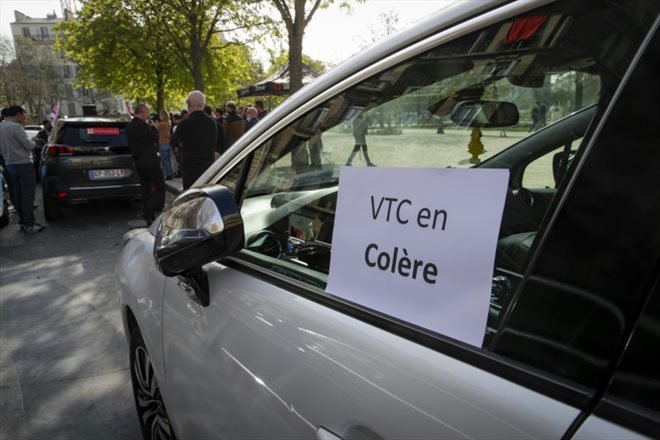 Manifestation de chauffeurs de VTC le 28 mars 2022 à Paris