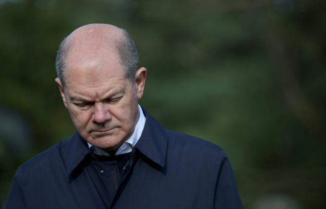 Le chancelier allemand Olaf Scholz à Ostenholz, le 17 octobre 2022