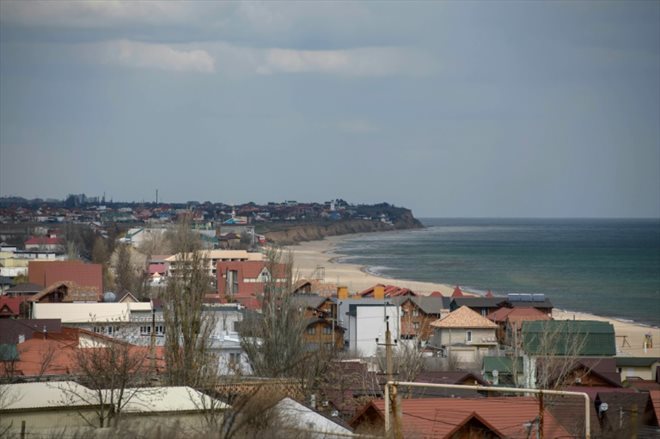 Vue du littoral de la ville portuaire d'Odessa, en Ukraine, le 12 avril 2022