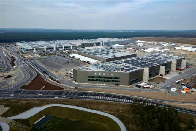 L'usine Tesla de Gruenheide, près de Berlin, le 10 mars 2024
