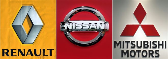 Logos de Renault, Nissan Motor et Mitsubishi en novembre 2018