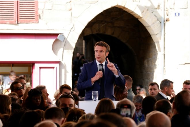 Emmanuel Macron, le 22 avril 2022 à Figeac (Lot)