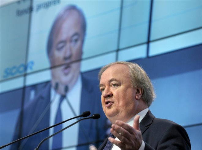 Denis Kessler au cours d'un colloque économique, à Paris, le 5 décembre 2014