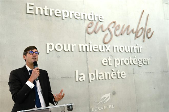 Le directeur général de Lesaffre, Brice-Audren Riché, lors de l'inauguration du nouveau campus du groupe, le 13 octobre 2022 à Marcq-en-Baroeul, dans le Nord