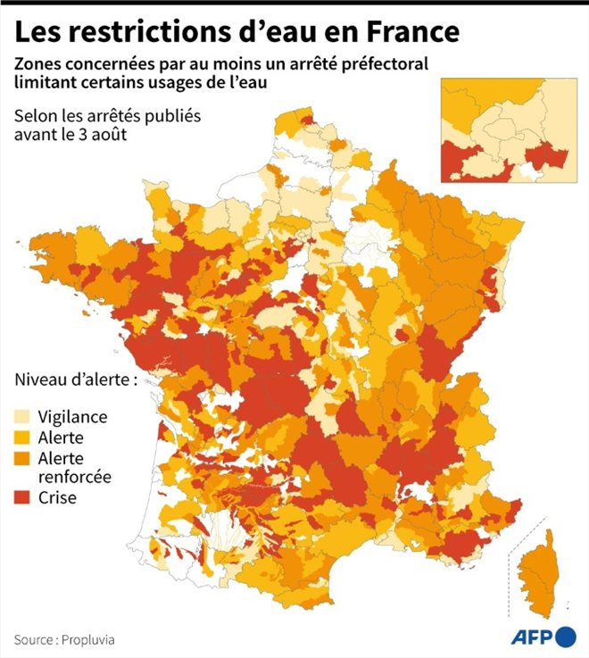 Les restrictions d'eau en France