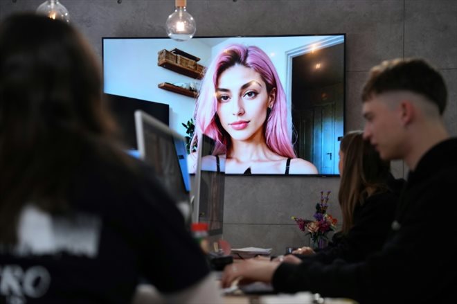 Des images du mannequin virtuel Aitana Lopez, générées par l'intelligence artificielle, à Barcelone, le 25 mars 2024